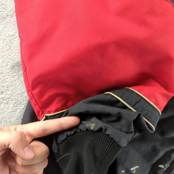 Polaris Bomber Jacket Mens Large Red Black Nylon Full Zip Coat Spellout Logo - Picture 9 of 15